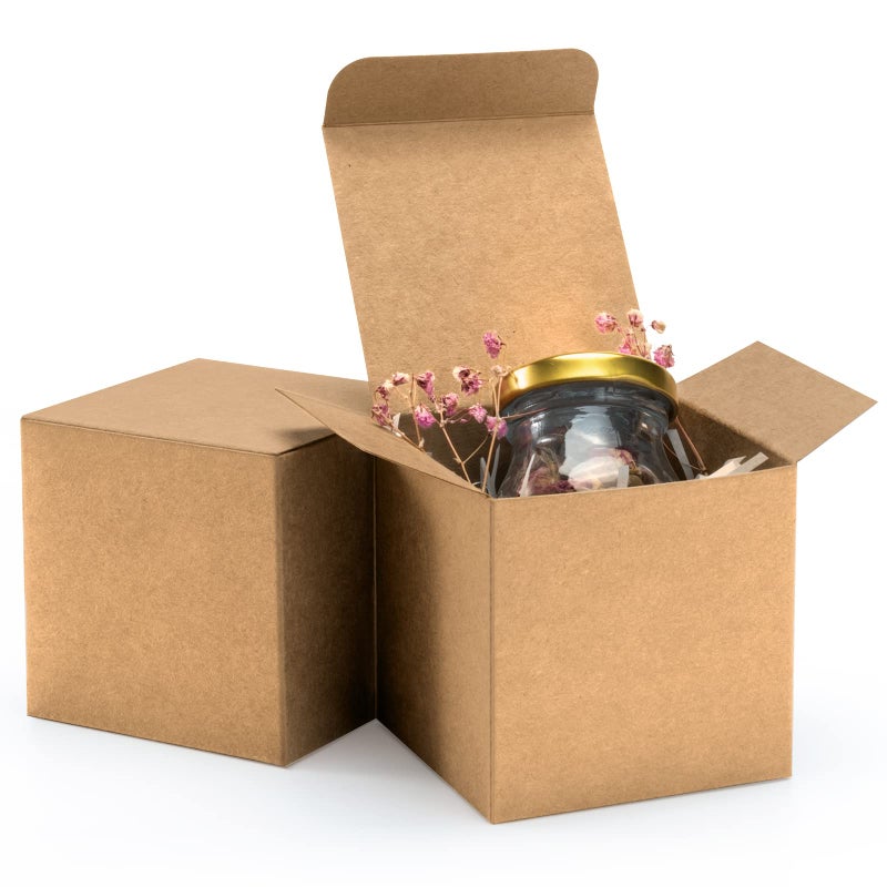 ValBox 3x3x3 Brown Gift Boxes 50pcs - Recycled Paper Cube Boxes with Lids for Gifts, Crafting & Party Favors - Image 1